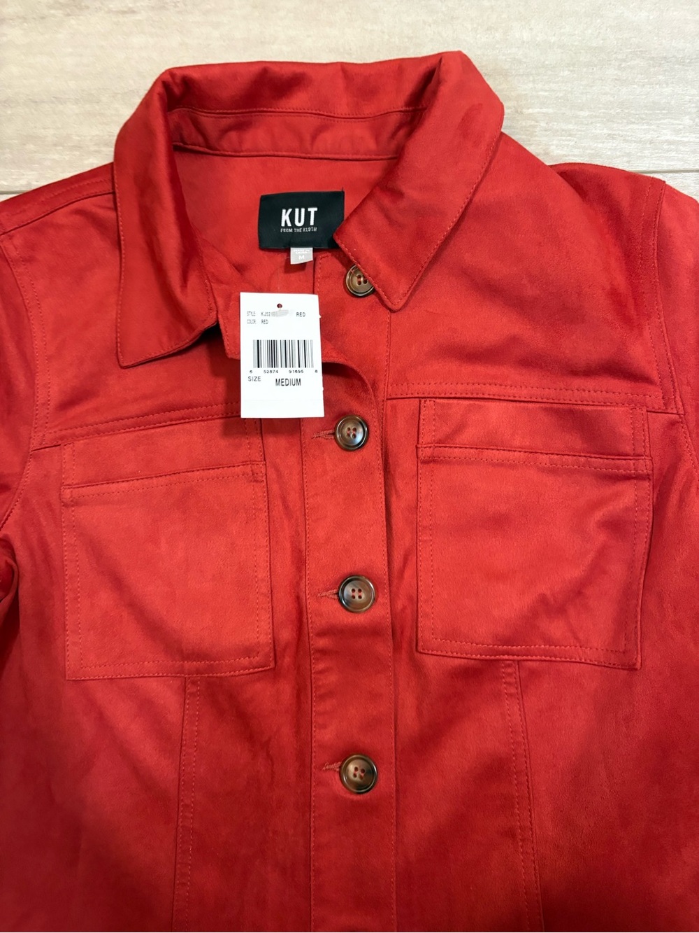 Kut from the Kloth Red Button-Up Jean Jacket - Picture 3 of 3